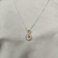 Sterling Silver Chain with Rose Gold Plated Sterling Silver Cubic Zirconia Pendant