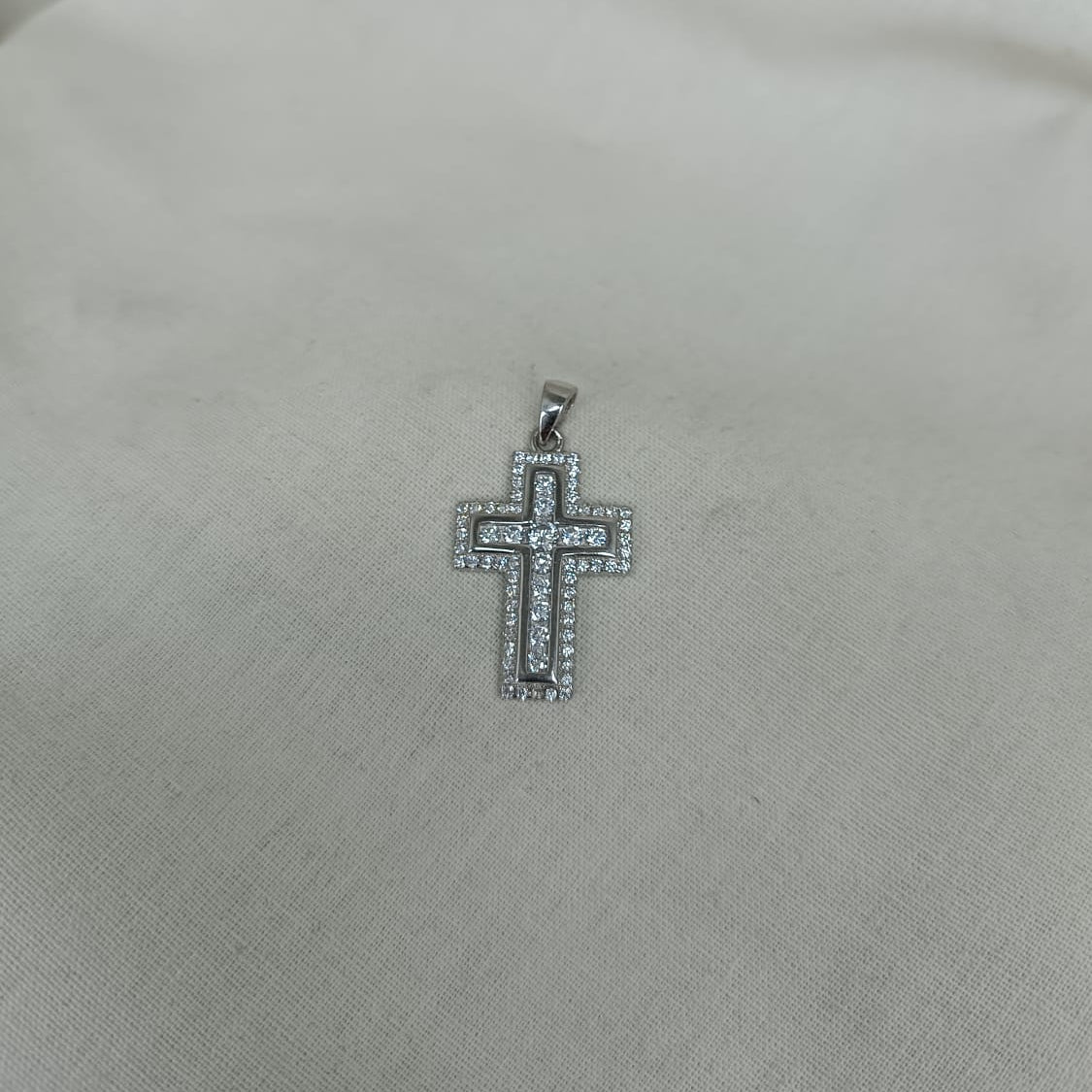 Sterling Silver Cross Pendant with Cubic Zirconia