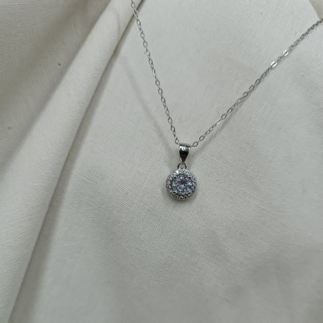 Sterling Silver Cubic Zirconia Pendant and Chain