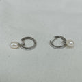 Sterling Silver Earrings with Cubic Zirconias and Pearl