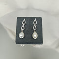 Sterling Silver Earrings with Pearl and Cubic Zirconias