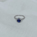 Sterling Silver Engagement Ring with a Blue Cubic 2