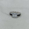 Sterling Silver Engagement Ring with white and black Cubic Zirconias