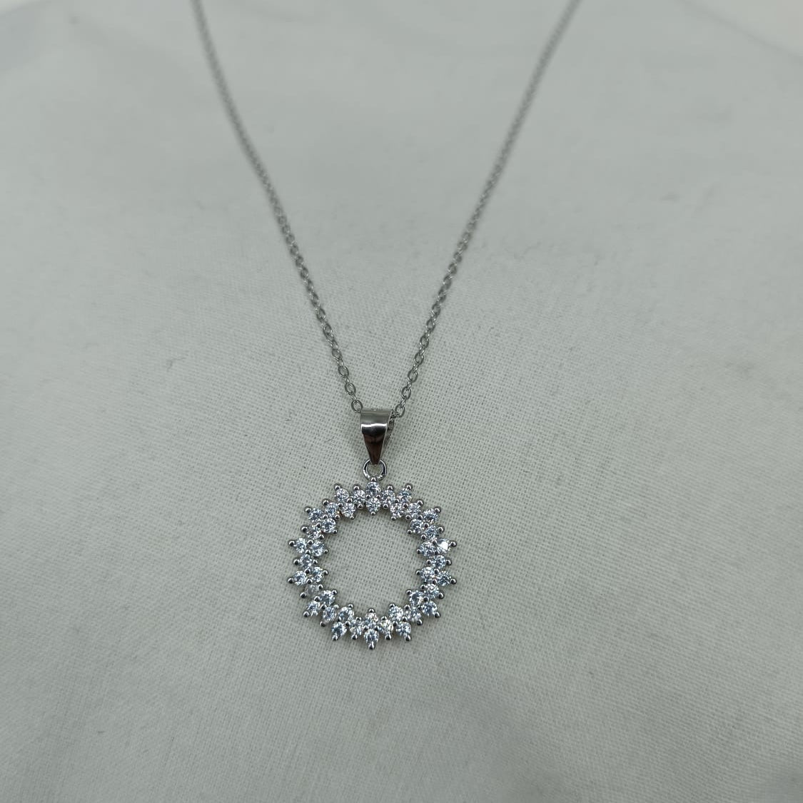 Sterling Silver Pendant with Cubic Zirconias and Chain